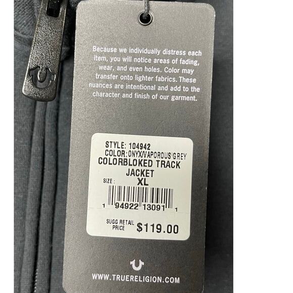 True‎ Religion Men's Colorbloked Full Zip Sweatshirt Track Jacket Size XL New - Picture 12 of 14